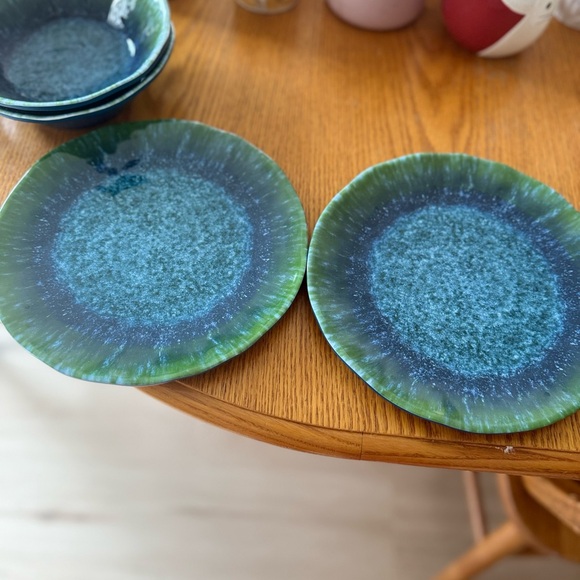TOPMELA Melamine Teal Turquoise Tableware 6 Piece Dish Set β¨ππΌπ«Άπ½ - Picture 3 of 5